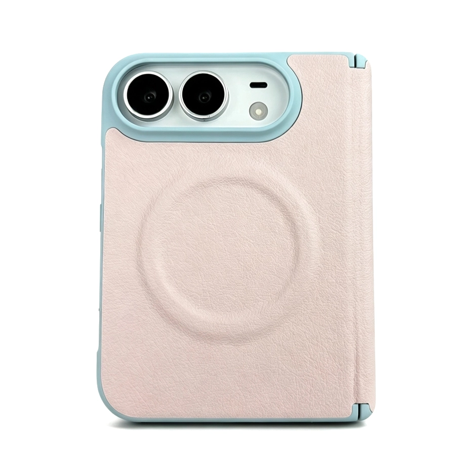 ChicCase Lab iPhone Duo Color Block Magnetic Phone Case, Premium Leather Texture Full Hinge Protection Shockproof Foldable iPhone Case, Macaron Contrast Camera Frame Anti-slip Fingerprint Resistant MagSafe Cover