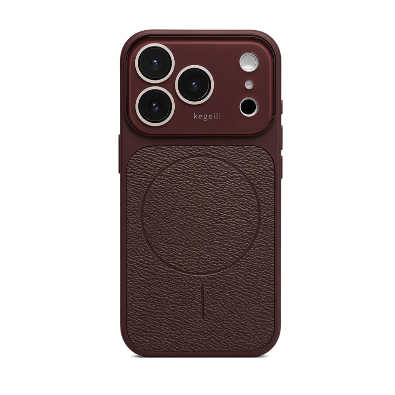ChicCase Lab lychee faux leather magnetic iPhone case, large window full camera lens protection, shockproof anti-fingerprint phone cover, retro textured leather MagSafe compatible case for iPhone, multiple color options aesthetic premium phone case