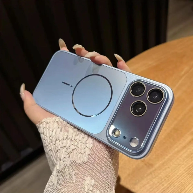 ChicCase Lab matte metallic magnetic iPhone case, large full coverage camera window design, shockproof anti-fingerprint phone cover, MagSafe compatible shiny aurora color protective case for iPhone, trendy aesthetic hard phone case with multiple color choices