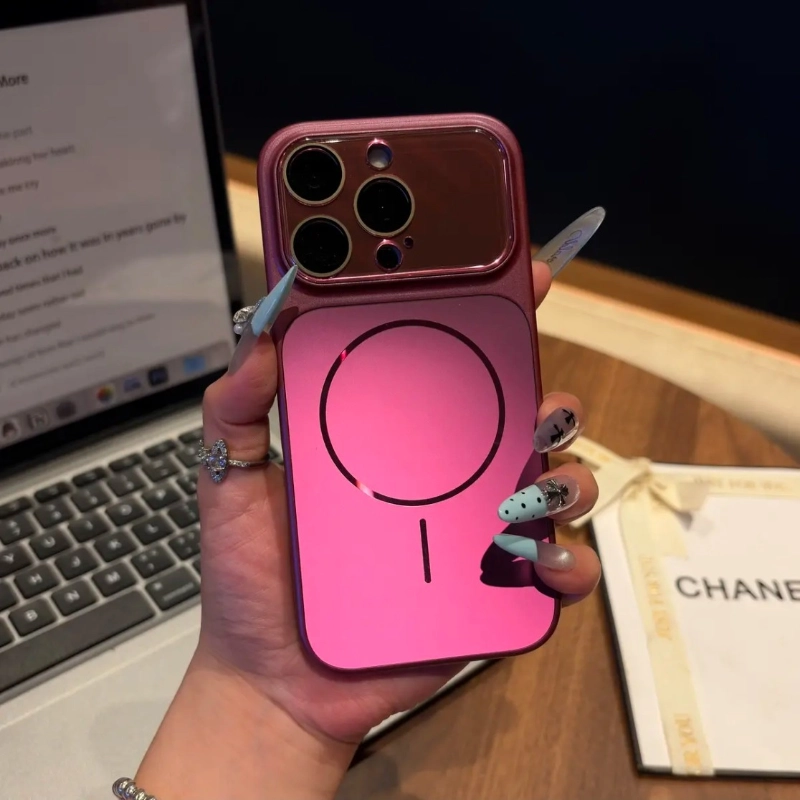 ChicCase Lab matte metallic magnetic iPhone case, large full coverage camera window design, shockproof anti-fingerprint phone cover, MagSafe compatible shiny aurora color protective case for iPhone, trendy aesthetic hard phone case with multiple color choices