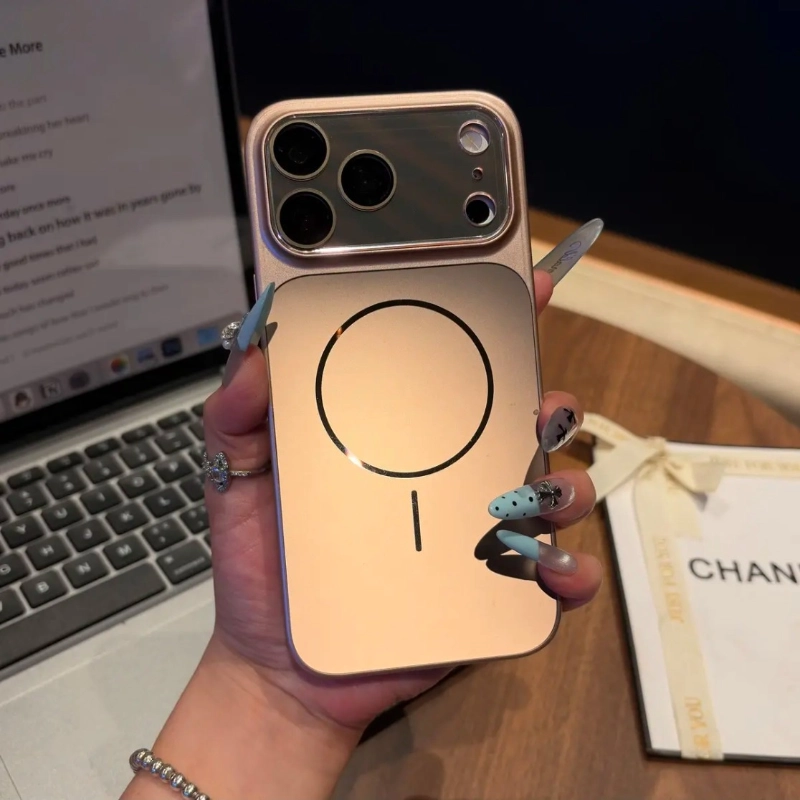 ChicCase Lab matte metallic magnetic iPhone case, large full coverage camera window design, shockproof anti-fingerprint phone cover, MagSafe compatible shiny aurora color protective case for iPhone, trendy aesthetic hard phone case with multiple color choices
