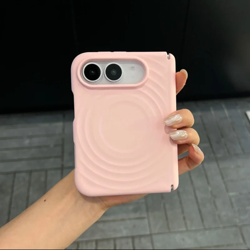 ChicCase Lab wave magnetic full coverage shockproof phone case for iPhone Duo, matte solid color ripple texture protective cover with hinge protection, wireless charging compatible, 6 color options