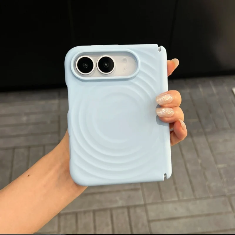 ChicCase Lab wave magnetic full coverage shockproof phone case for iPhone Duo, matte solid color ripple texture protective cover with hinge protection, wireless charging compatible, 6 color options