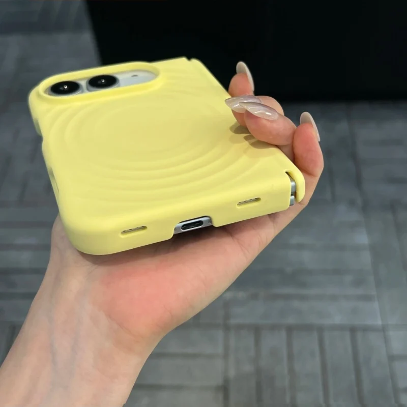 ChicCase Lab wave magnetic full coverage shockproof phone case for iPhone Duo, matte solid color ripple texture protective cover with hinge protection, wireless charging compatible, 6 color options