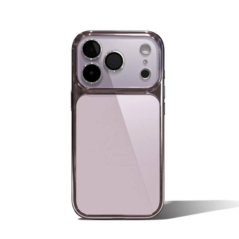ChicCase Lab electroplated glass iPhone phone case, glossy tempered glass back panel, shiny electroplated frame, eagle eye large camera window full lens protection, soft frame shockproof protective cover, luxury minimalist phone case for iPhone