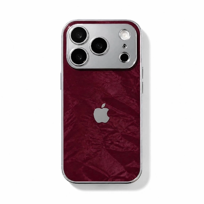 ChicCase Lab skin-feel snow grain iPhone phone case, matte textured back panel, shiny electroplated silver edge, built-in integrated full camera lens protection, soft TPU shockproof protective cover, aesthetic minimalist autumn winter phone case for iPhone